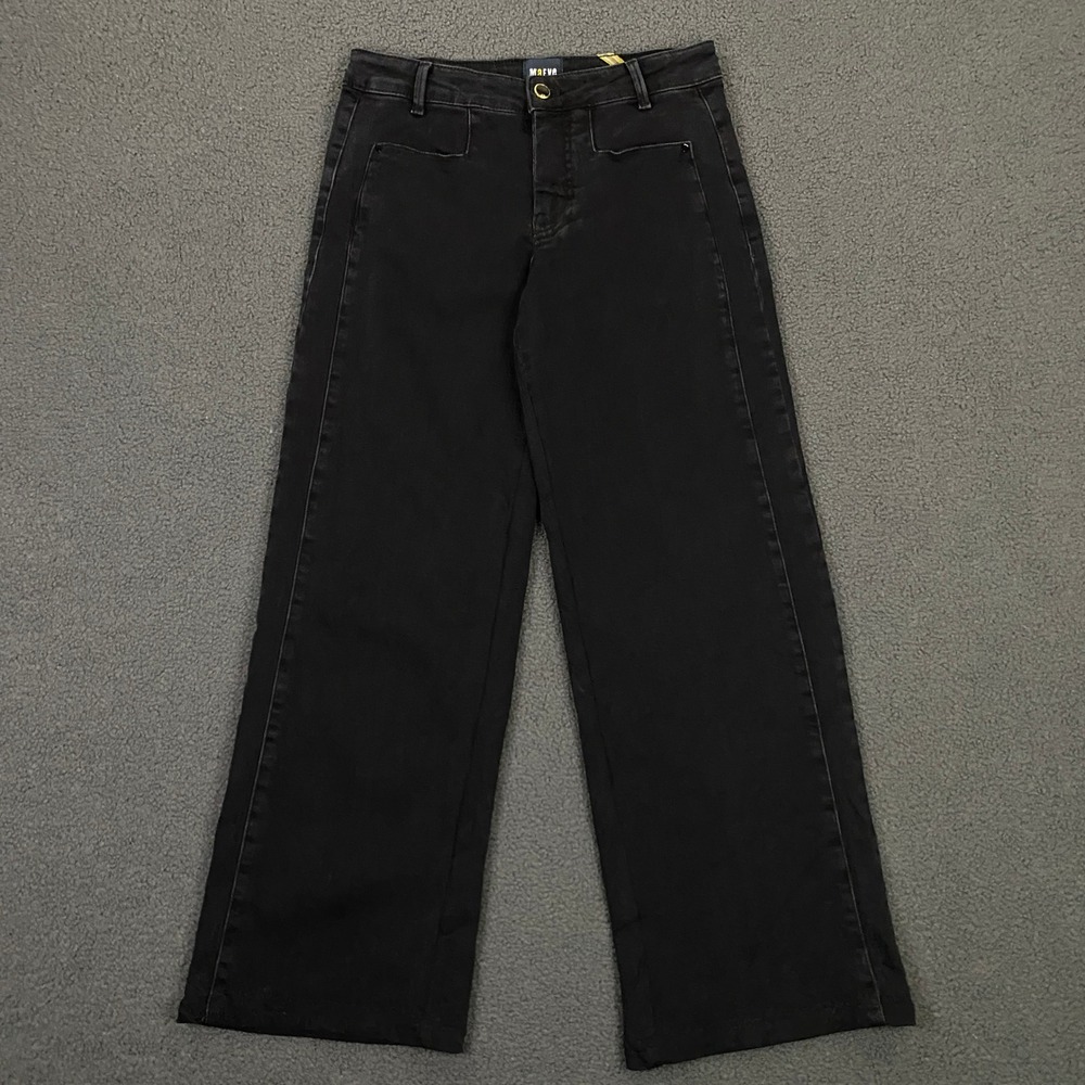 Maeve Colette Jeans FITS size 28 Black Denim Stretch Wide Leg Crop